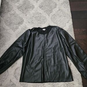 LAmade Black Faux Leather Crew Neck Top